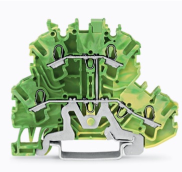 Borna de doble piso Push-in CAGE CLAMP®; 2,50 mm²; verde-amarillo
