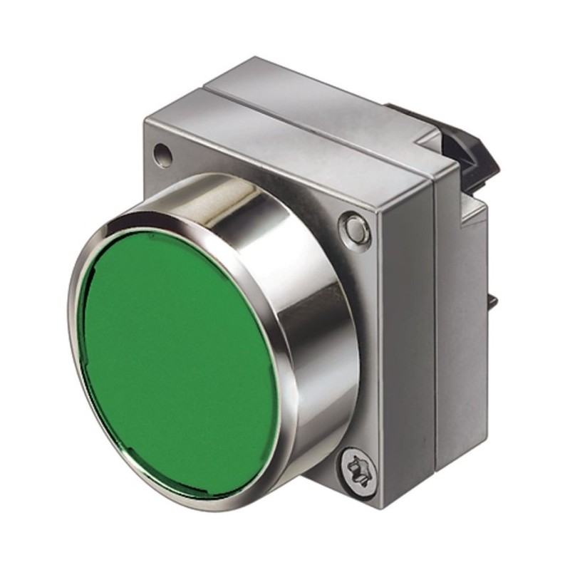 PULSADOR LUMINOSO, 22MM, REDONDA, METAL, VERDE, BOTÓN, RASANTE, CON SOPORTE, 1 NA, PORTALÁMPARAS, CON LED INTEGRADO AC 110V, BORNES DE TORNILLO