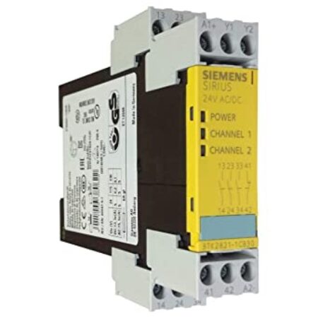 Módulo de seguridad SIRIUS con circuitos de habilitación de relé (FK) AC/DC 24 V, 22,5 mm borne de tornillo FK instantáneo: 3 NA FK retardado: 0 NA MK: 1 NC ARRANQUE automático/manual aparato base máximo alcanzado SIL: 1, PL: c como aparato de ampliación