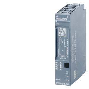 SIMATIC ET 200SP, módulo de salidas digitales, DQ 8x 24V DC/0,5A Standard, Source Output (PNP,maniobra p) embalaje 1 pieza, apto para tipo de UB A0, código color CC02, salida valor sustitutivo, diagnóstico de módulo para: cortocircuito a L+ y M, rotura hi