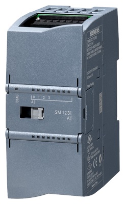 SIMATIC S7-1200, módulo de entradas analógicas, SM 1231, 8 AI, +/-10V, +/-5V, +/-2,5V, o 0-20 mA/4-20 mA, 12 bits + signo o (13 bits ADC)