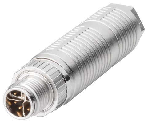 Conector IE FC M12 PRO 4x 2; conector enchufable M12 con carcasa metálica robusta y método de conexión FC
