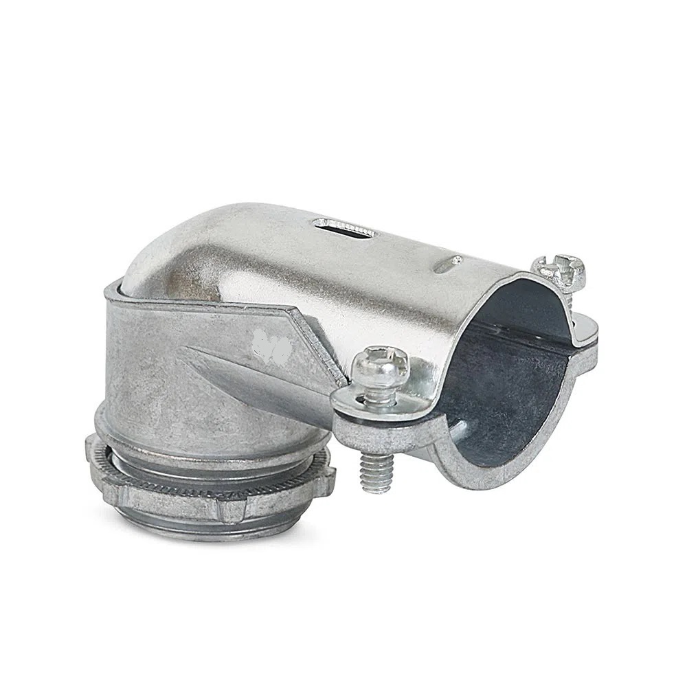 Conector curvo 90° para tubería BX 1-1/2 pulgada ajustable