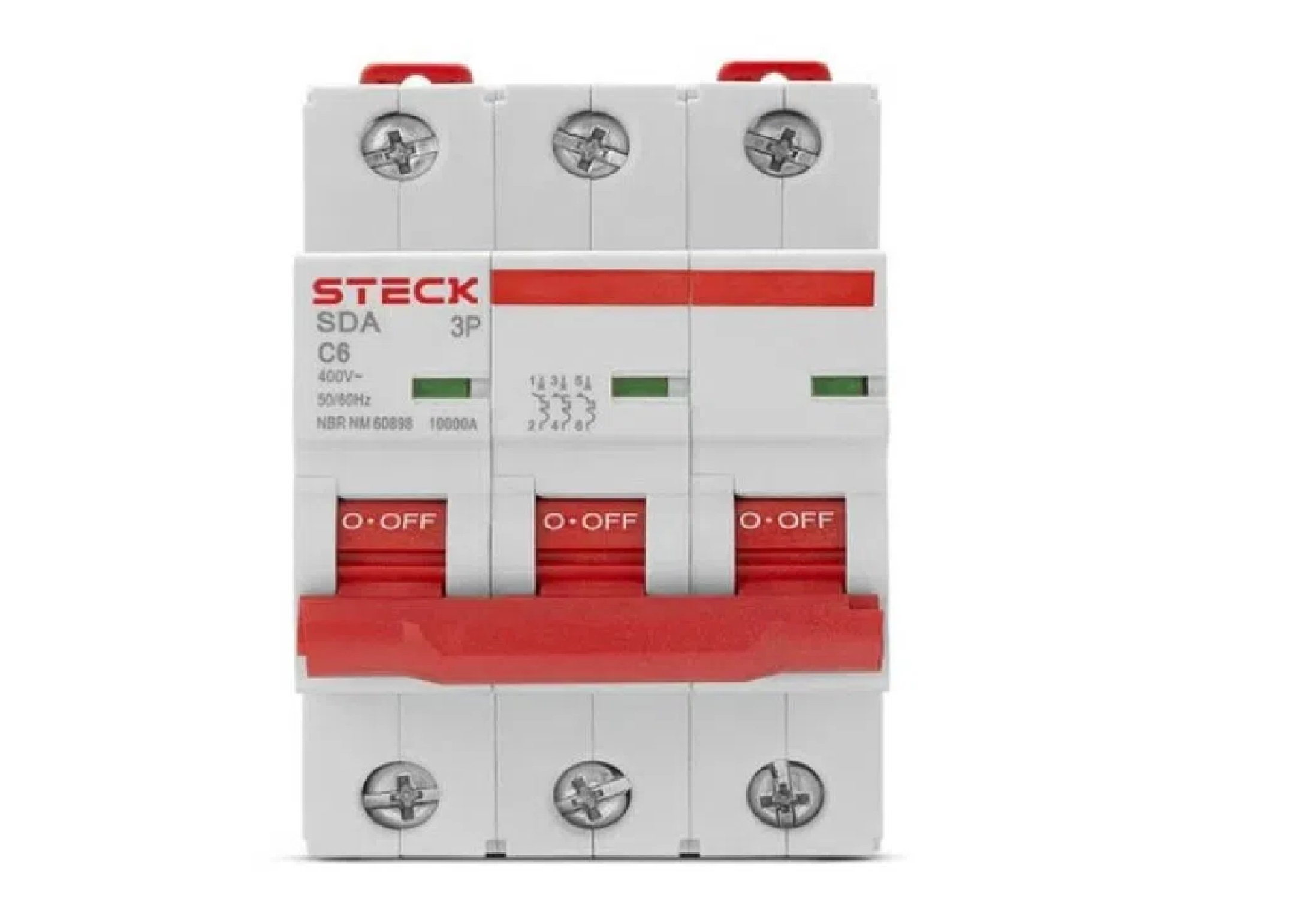 Mini breaker interruptor termomagnético de 3P,4A,400Vac, Tipo de curva B,C.