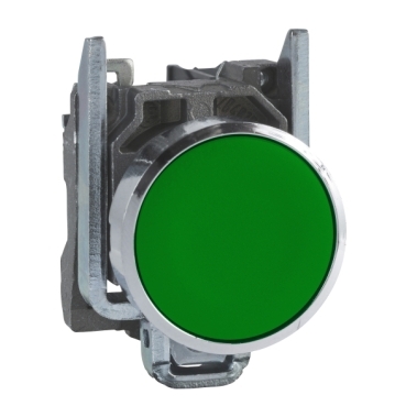 Pulsador metálico verde 1NO 22mm marca SCHNEIDER ELECTRIC